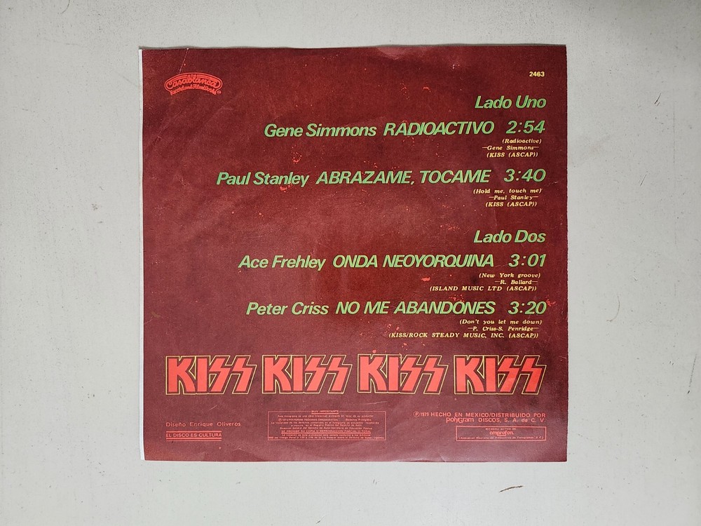 KISS SUPER RARE Vintage 1979 Mexico Best Of Solo Albums 45 Vinyl Polygram 2463