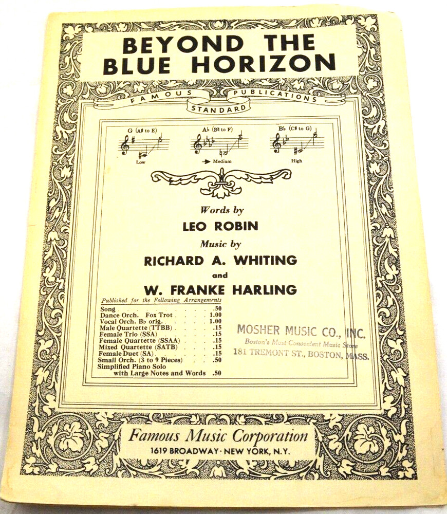 Beyond the Blue Horizon  Songbook