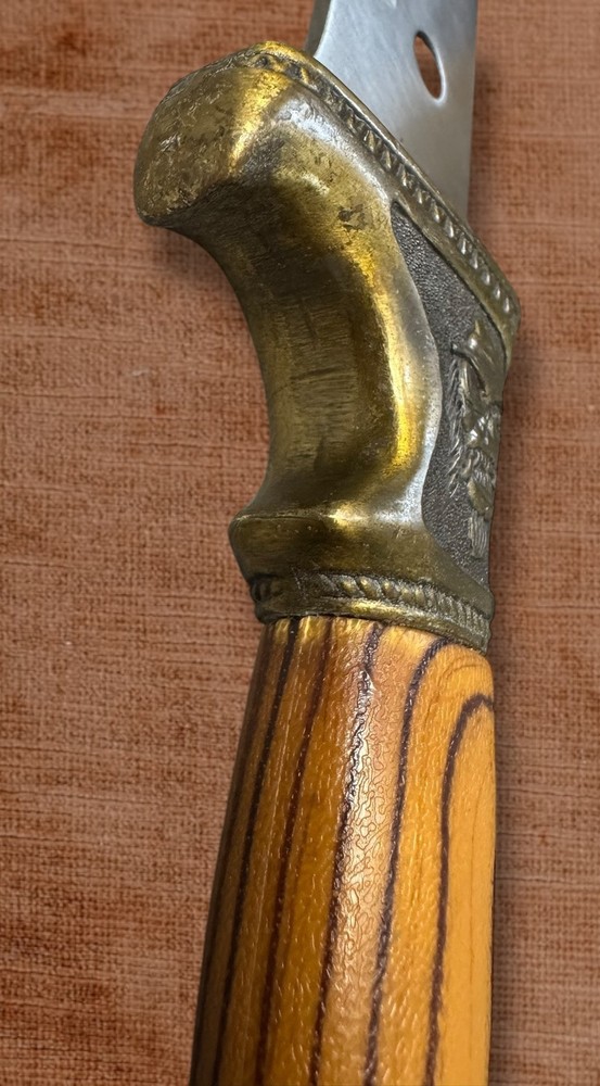UNBRANDED Stainless Bear Face Design Fixed Blade Brass Eagle Pommel Knife
