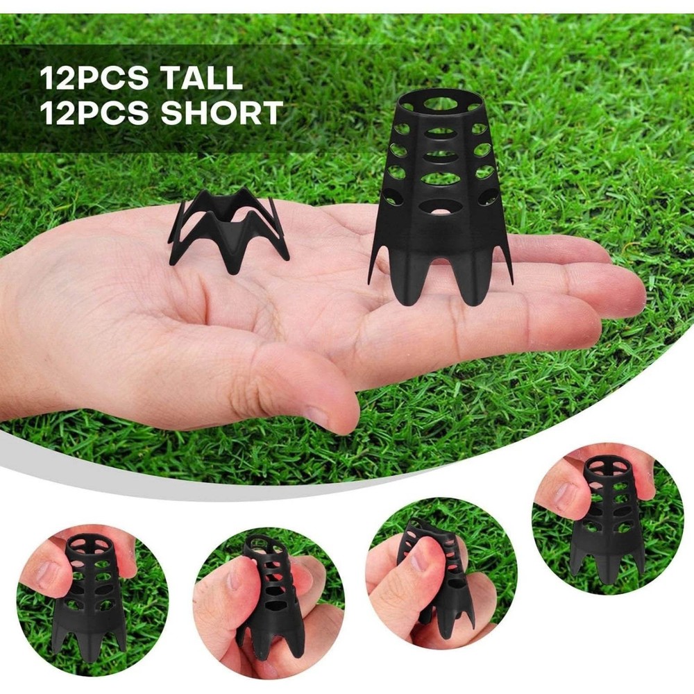 24-Piece Adjustable Golf Tees Plastic Black for Simulator and Practice Mat