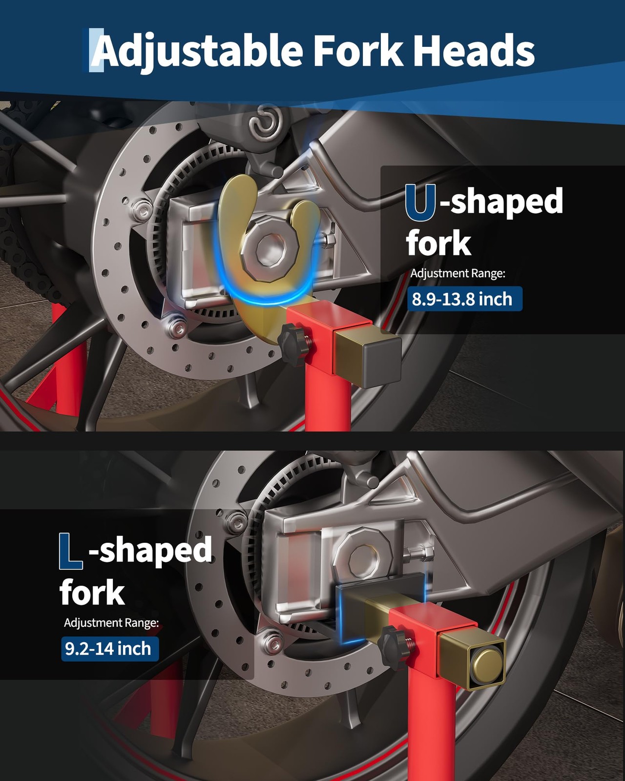 Heavy Duty Motorcycle Stand Lift 900Lbs Capacity Front & Rear Combo Stands Set