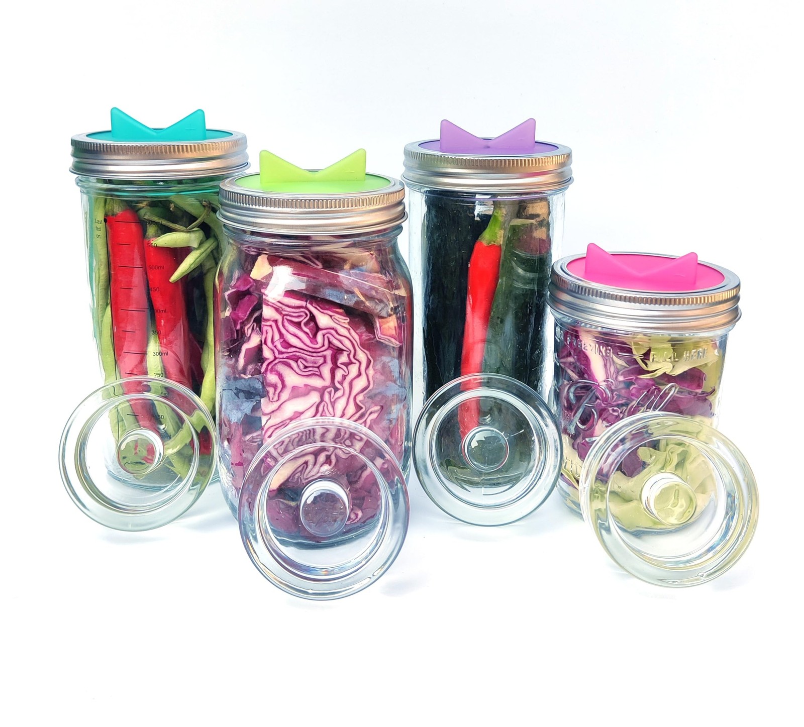 1 pack Glass Weights and 2 Fermentation Airlock Lids for Wide Mouth Mason Jar...