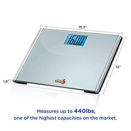 EatSmart, Precision Plus Digital Bathroom Scale w/ Ultra-Wide Platform, 440lb CA