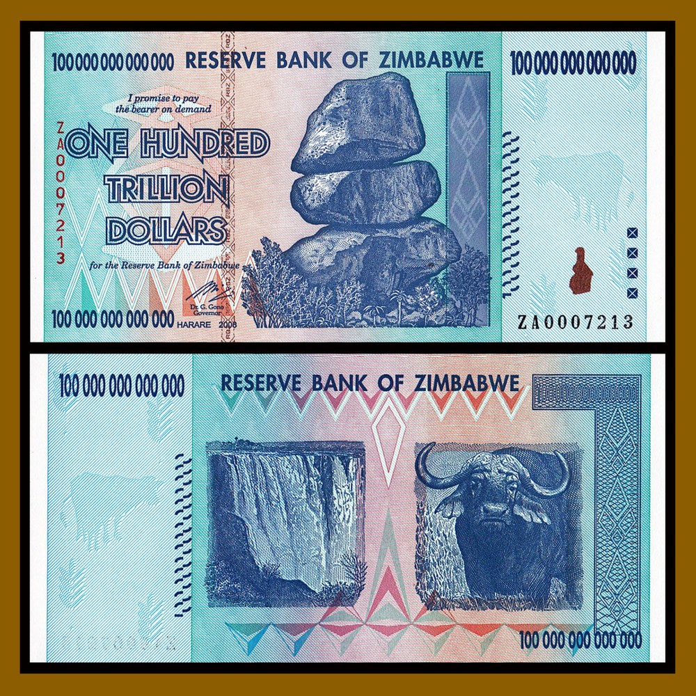 Zimbabwe 100 Trillion Dollars, 2008 P-91 Replacement (ZA) Unc COA