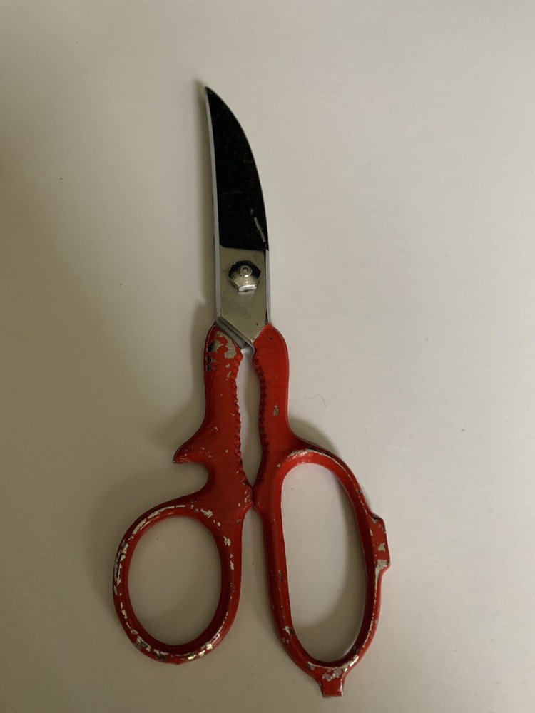 VINTAGE SCISSORS SAMMANN Working Condition Red Handle Metal Dull , Old