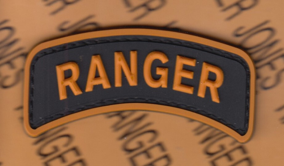 US Army RANGER qualification tab PVC w/ HOOK ~2.5" patch m/e