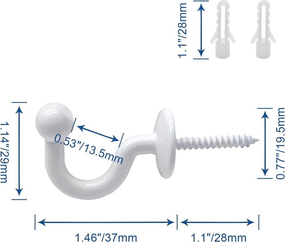 4 Pcs Curtain Tiebacks Hook White Drapes Holdback Wall Mounted Drapery Tiebacks