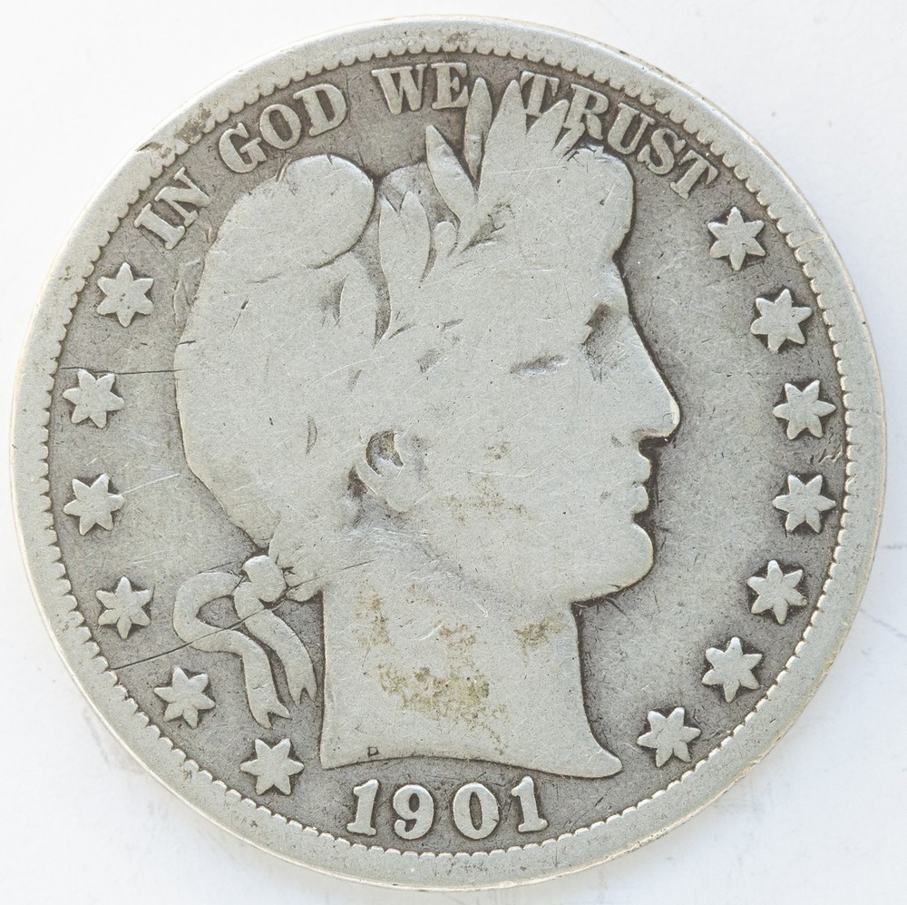 1901 -S Barber Silver half dollar - (AP 22201)