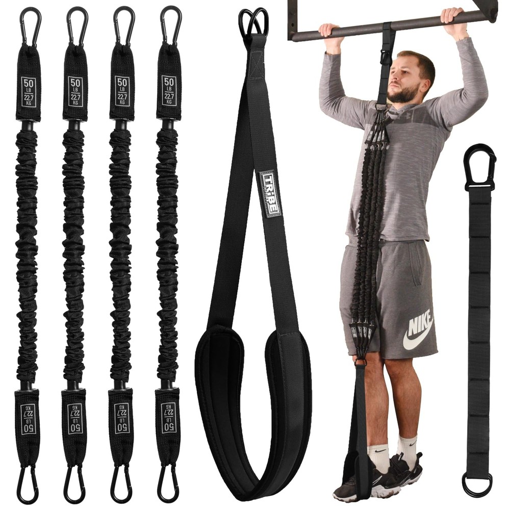 Pull Up Assistance Bands Set - 4 Heavy-Duty Pull Up Bands, Height Adjustable ...