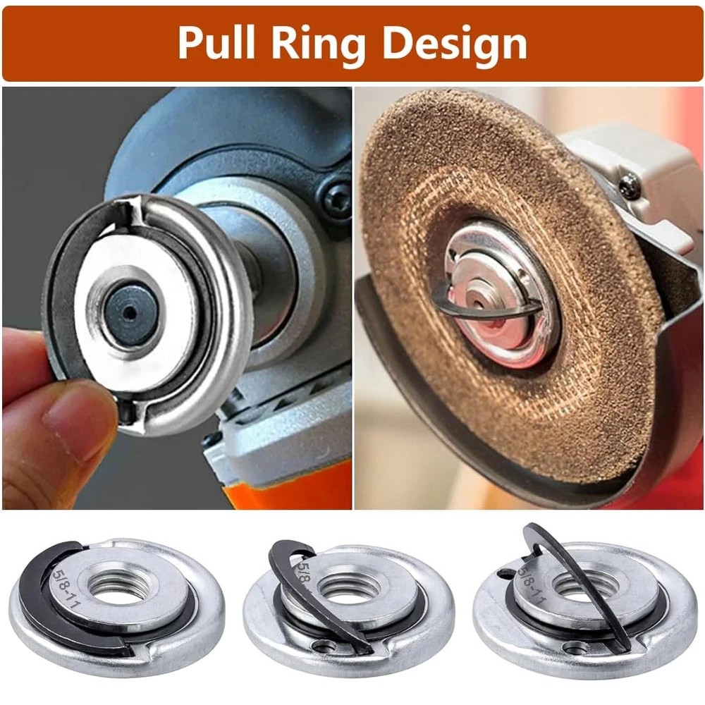 2Pcs Angle Grinder Flange Nuts with 5/8-11 Inch Thread, Quick Change Grinder Fla