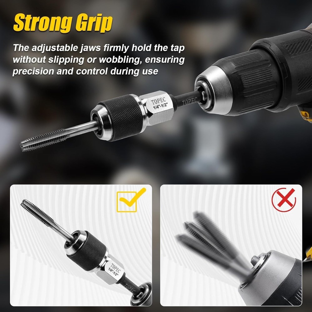 3-Pcs Adjustable Tap Socket Set 3/8" Drive Tap Handle Holder for Reamers &