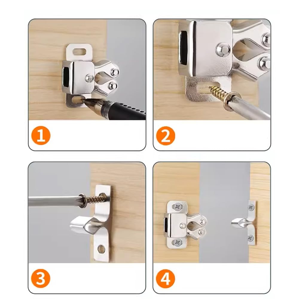 6 Pack Double Roller Catch with Spear Strike Cabinet Closet Doors Roller Catch