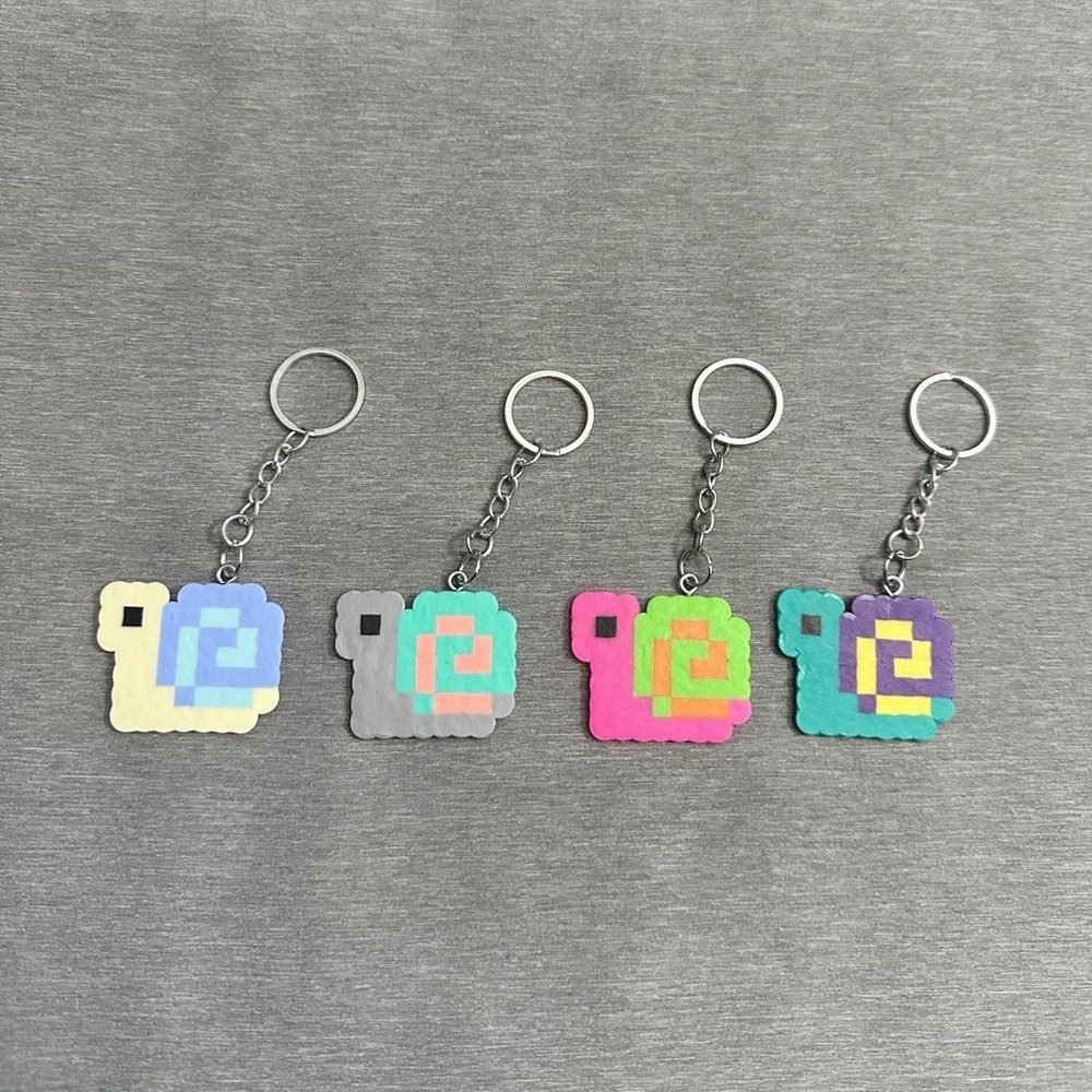 Handmade Beaded Snail Keychains Set of 4, Multicolor