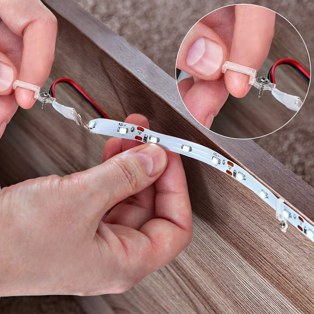 Mudder 200 Pieces LED Strip Light Clips Mounting Bracket Fixing Transparent