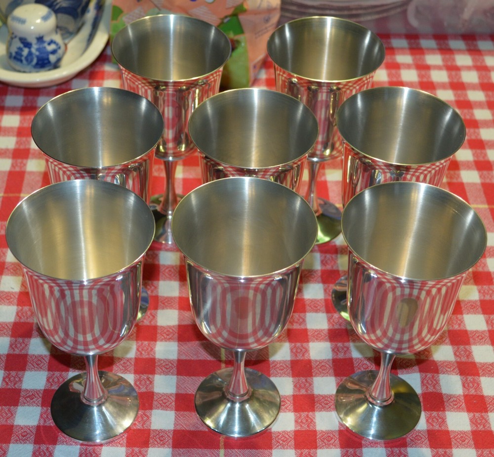 Vintage Salem Silverplated Water Goblets. 6.3/4" Tall, Mid Centruy, Made in USA