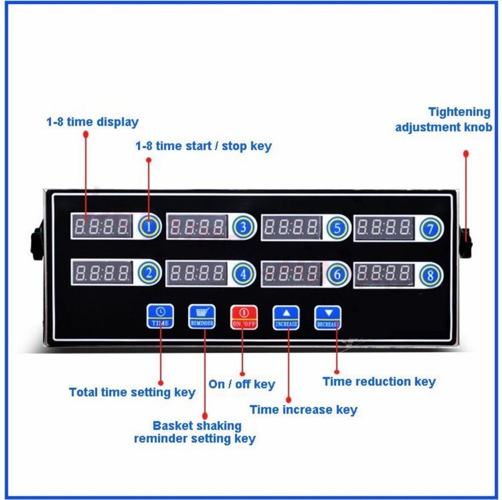 Digital Timer Kitchen Cooking Reminder Portable LCD Calculagraph, 8 Channels