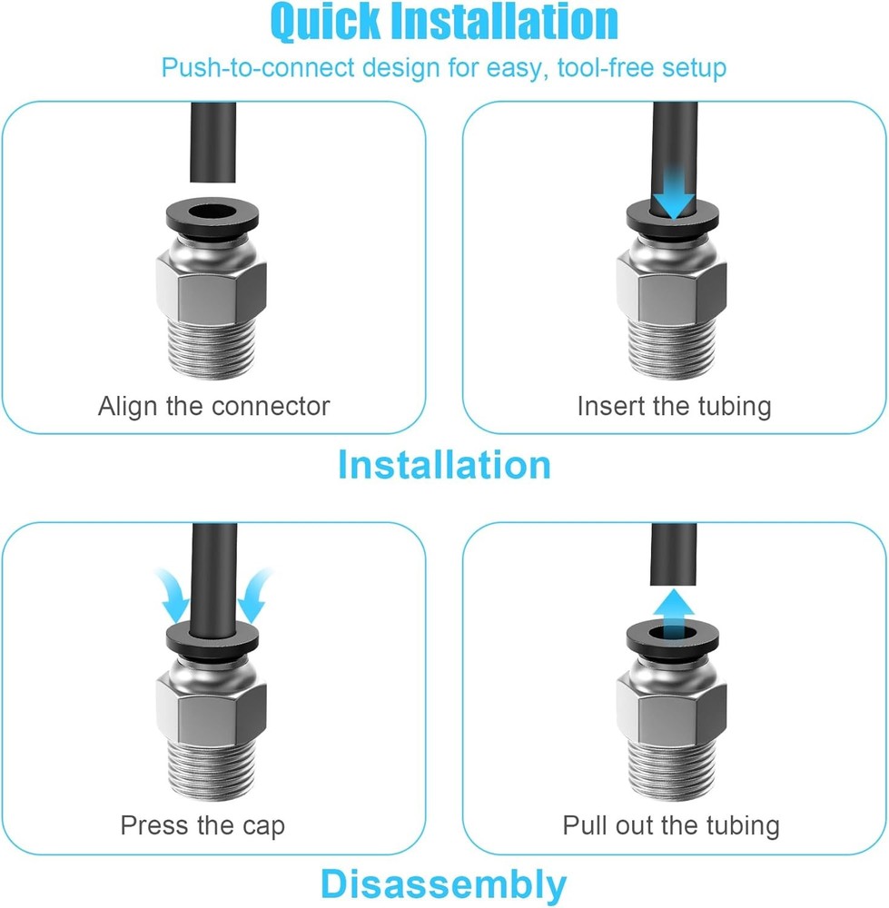 PC4 M10 Pneumatic Fitting 10PCS PTFE Tube Push Connector 3D Printer