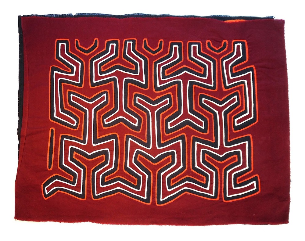 Nice Archetypal interlocking abstract pattern Kuna GUNA MOLA  [Boston Primitive]