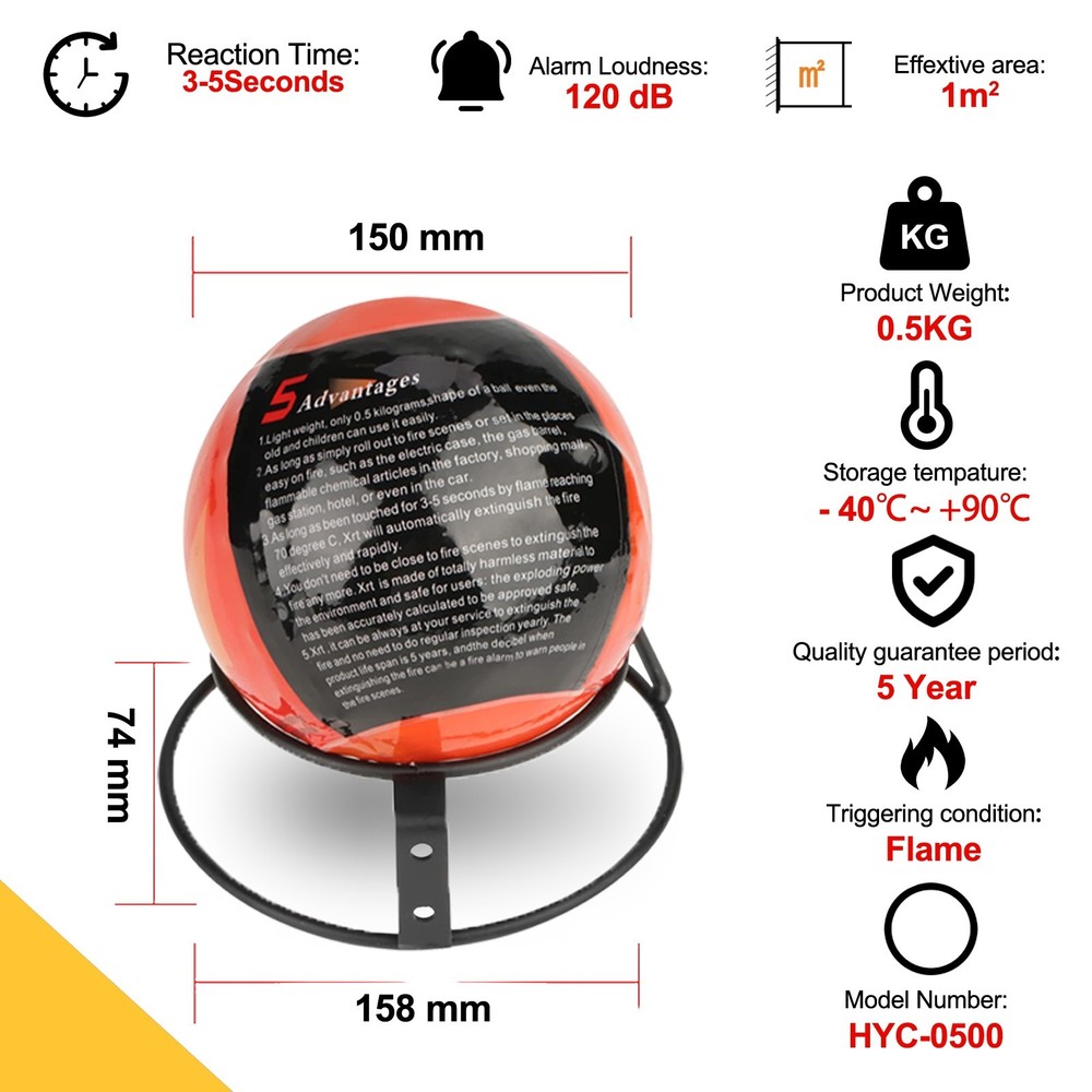 12-Pack Automatic Self-Exciting Fire Extinguisher Ball with Hook and Mount