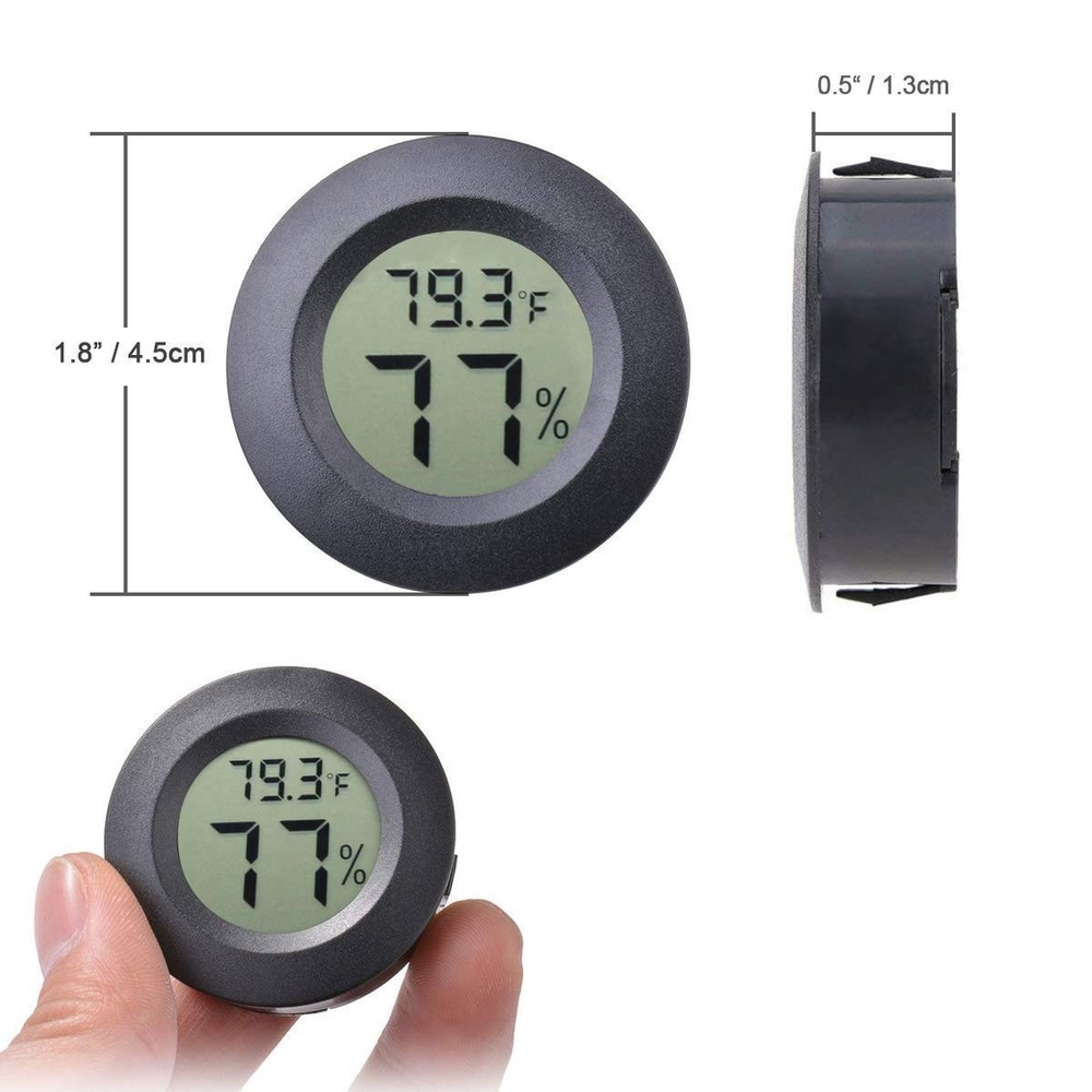 4-pack Mini Hygrometer Thermometer Fahrenheit or Celsius Meter Digital Black