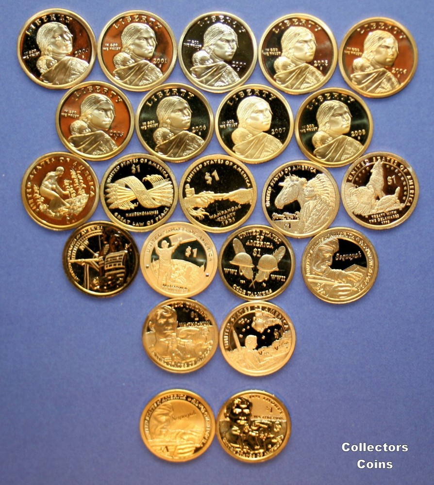 2000 - 2023 Sacagawea 26 Coin S Proof Set Including Reverse Proof & Enhanced Unc