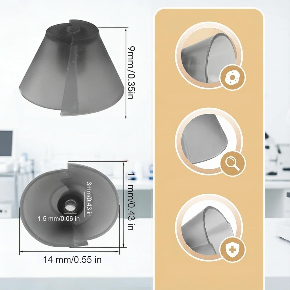 Comfortable Dark Gray Tulip Domes for Hearing Aids - 10 Pack Replacement