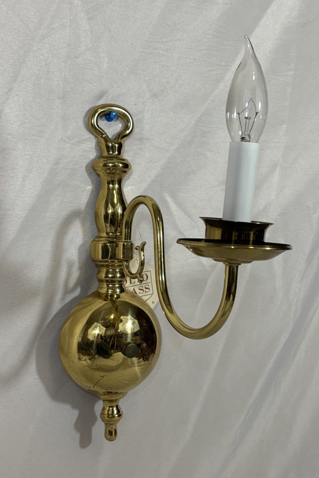 Vintage NOS Kichler Colonial Style Brass Wall Sconce Light Fixture 13.25"H