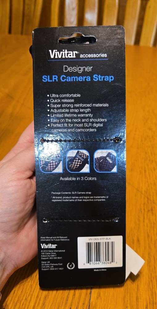 Vivitar SLR Camera strap black checkered new