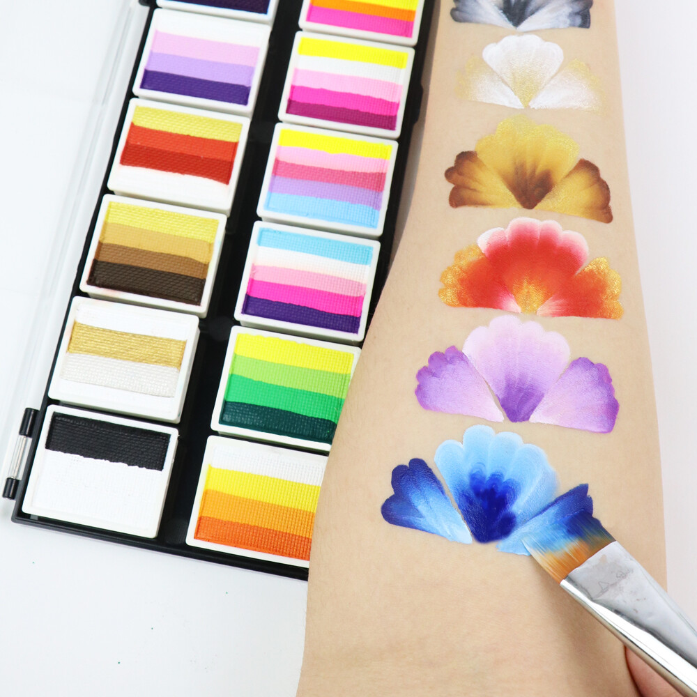 Bowitzki 50 colors Water Based Professional Face Paint 12*10g Split Cake Palette