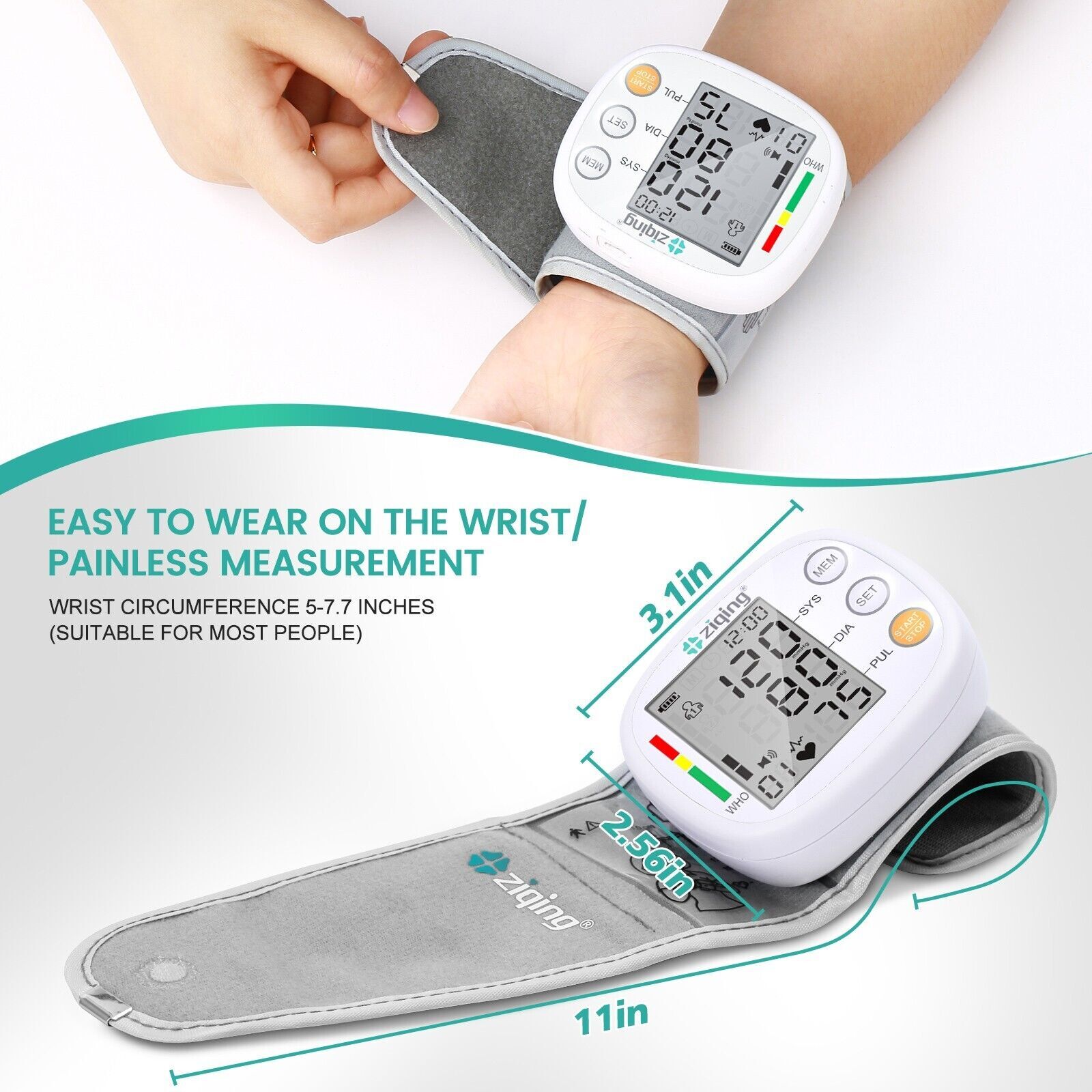 Automatic LCD Wrist Blood Pressure Monitor BP Machine Heart Rate Machine