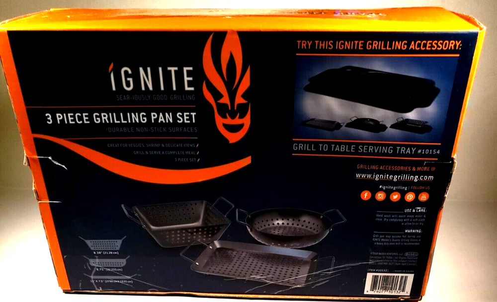 Ignite 3 Piece Grilling Pan Set Durable Non-Stick Surfaces