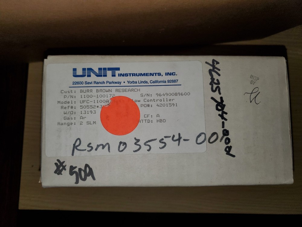 (New) UFC-1100 Unit Instruments Nitrogen Gas, 20 SCCM, Mass Flow Controller