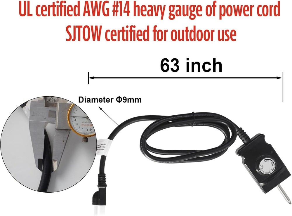 1650W Electric Smoker Heating Element Kit - Adjustable Thermostat Controller 120