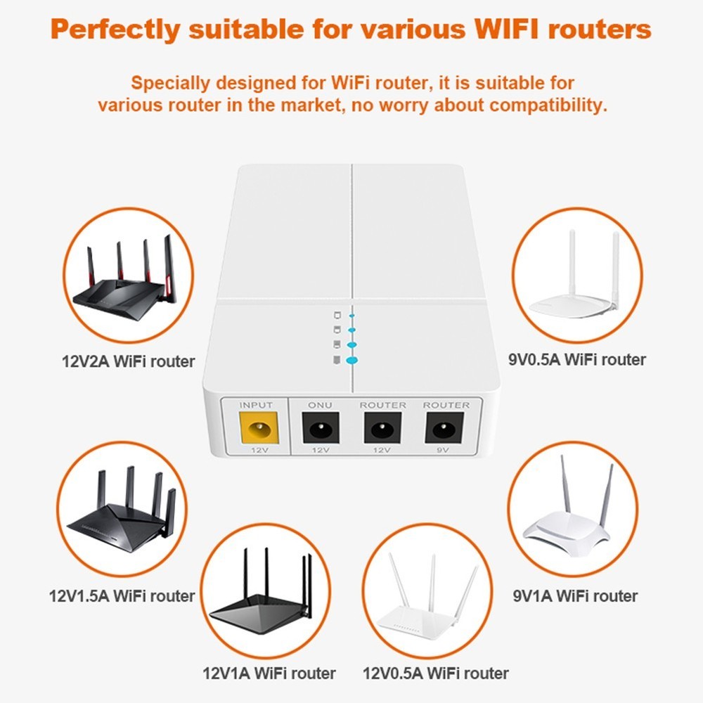 DC12V9 UPS Backup Power Supply for Optical Modem and Router with 6 Hour Runtime