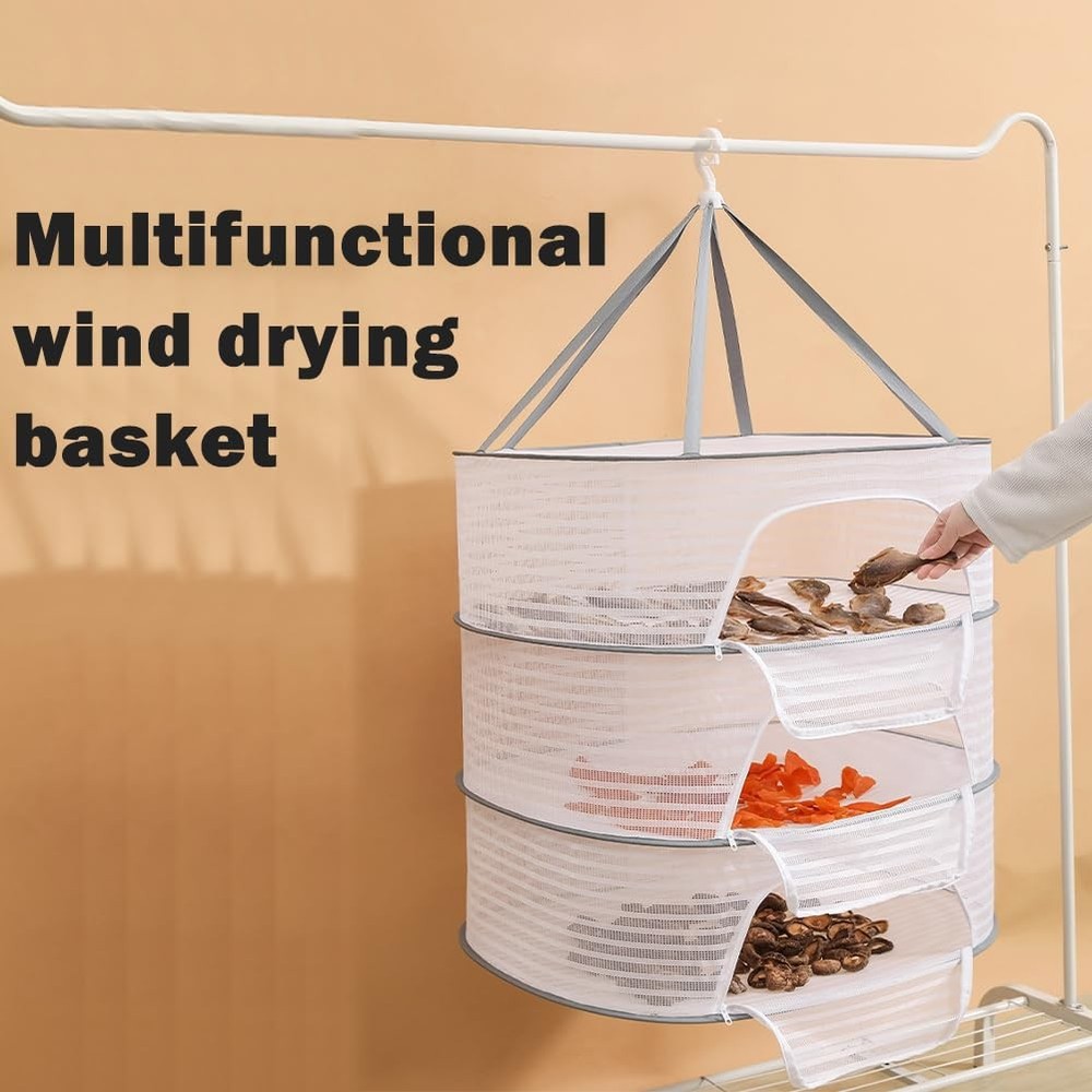 3 Layer Herb Drying Rack Foldable Hanging Mesh Net