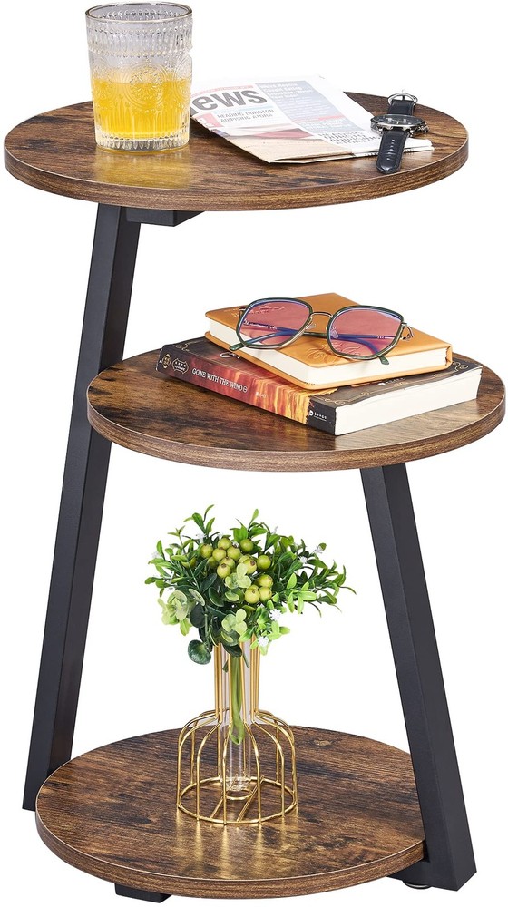 Round End Table Side Table with Metal Frame, Accent Nightstand Bedside Table ...