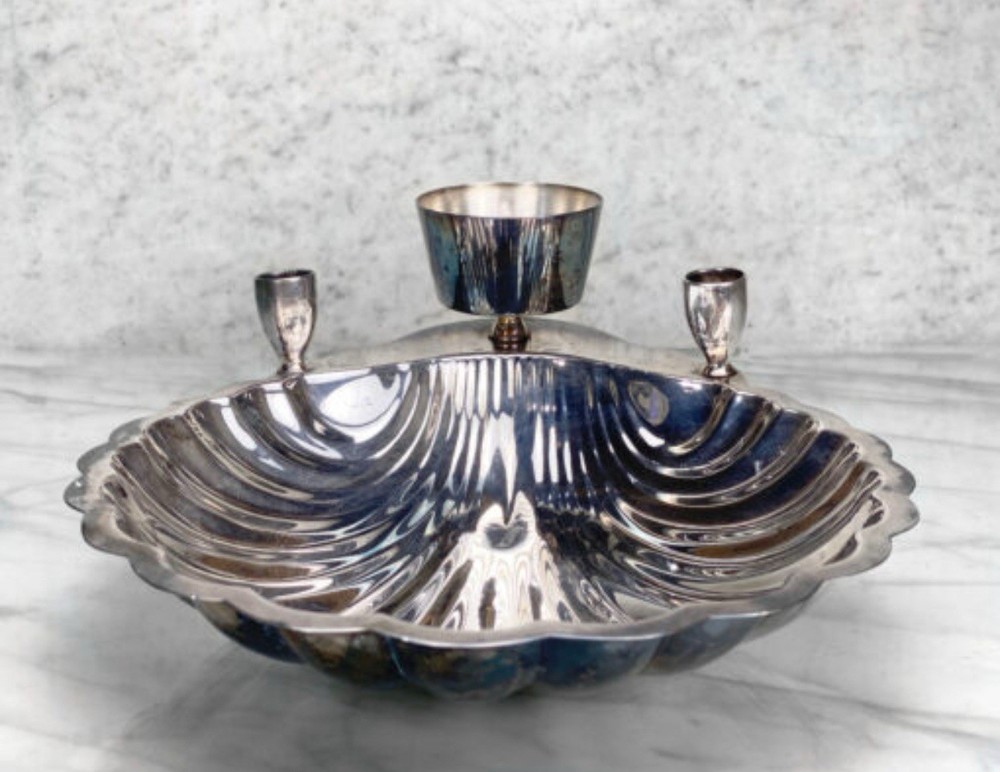 Vintage Victorian Silver Plate Appetizer Shrimp Shell Serving Dish