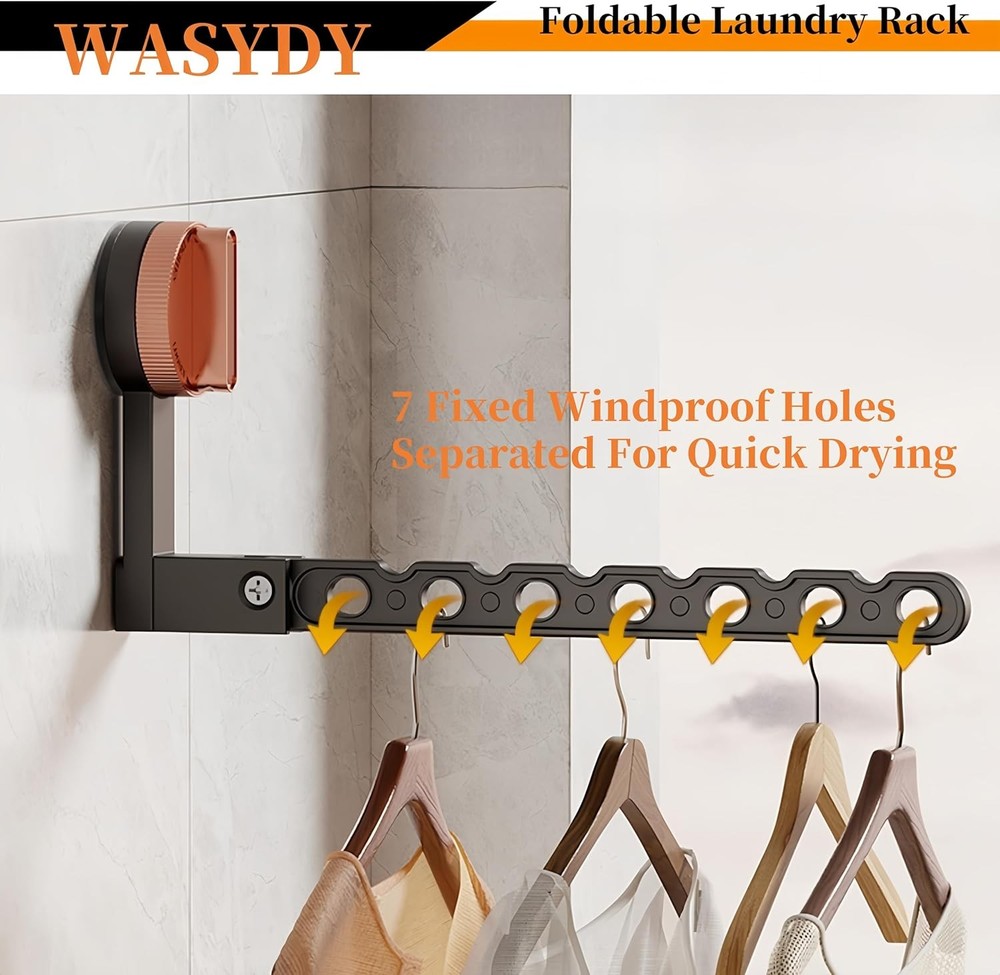 Wall Mounted Clothes Drying Rack Laundry Dryer Hanger With Suction Cup Foldable