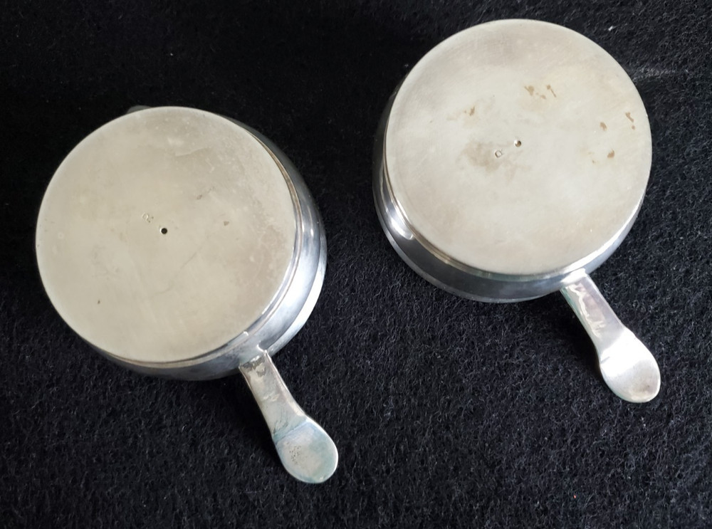 VTG Silver Plated Creamer & Sugar Bowl Service Set Stackable Portable w/Handle