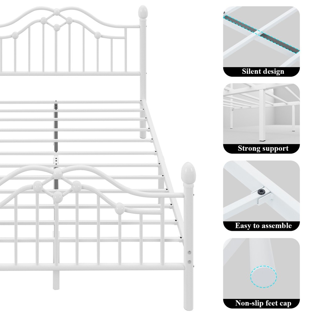 Twin Size Metal Bed Frame with Classical Headboard