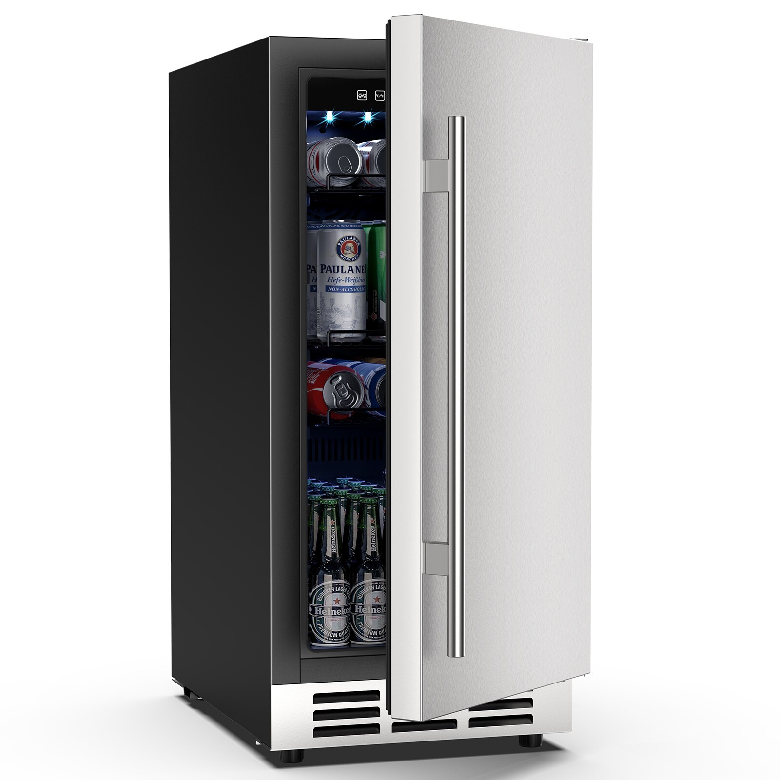 15" Outdoor Beverage Refrigerator | Weatherproof Stainless Steel Fridge 80 Cans