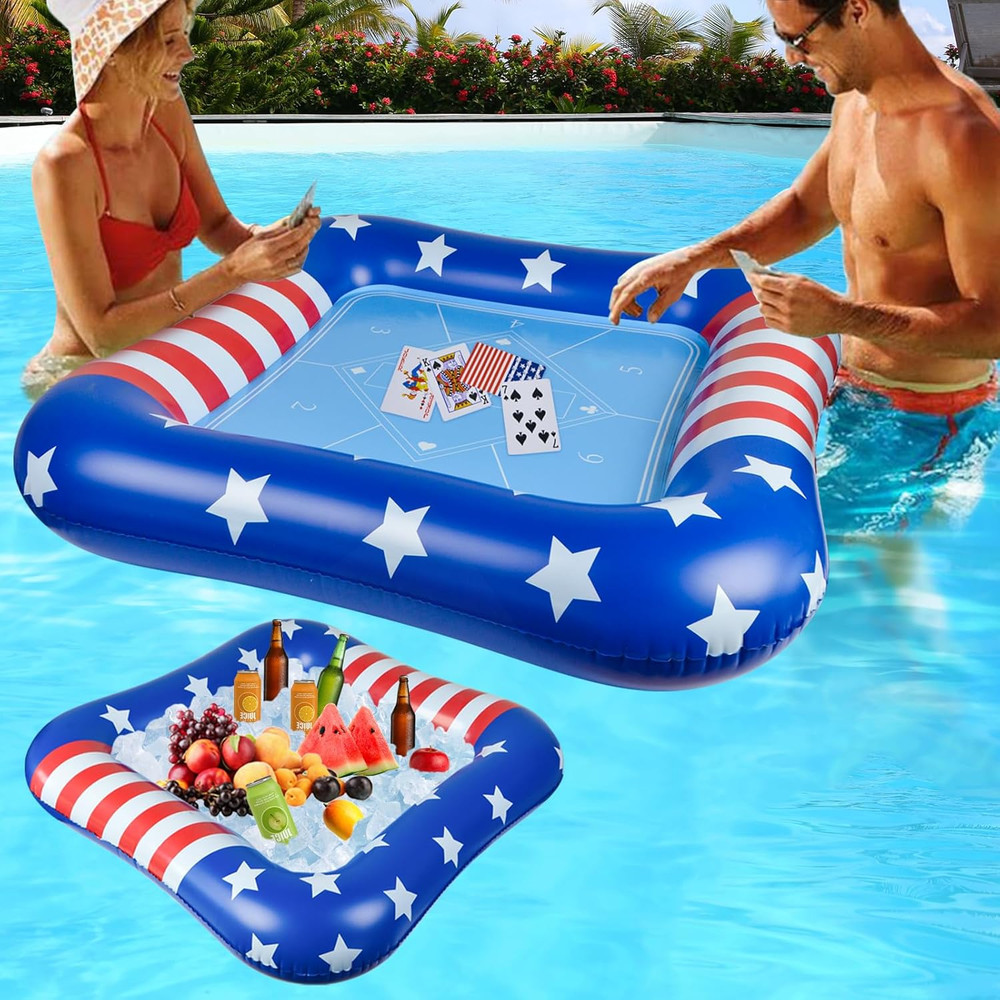 41 in Inflatable Game Table for Pool with Waterproof Playing Cards, Floating Poo