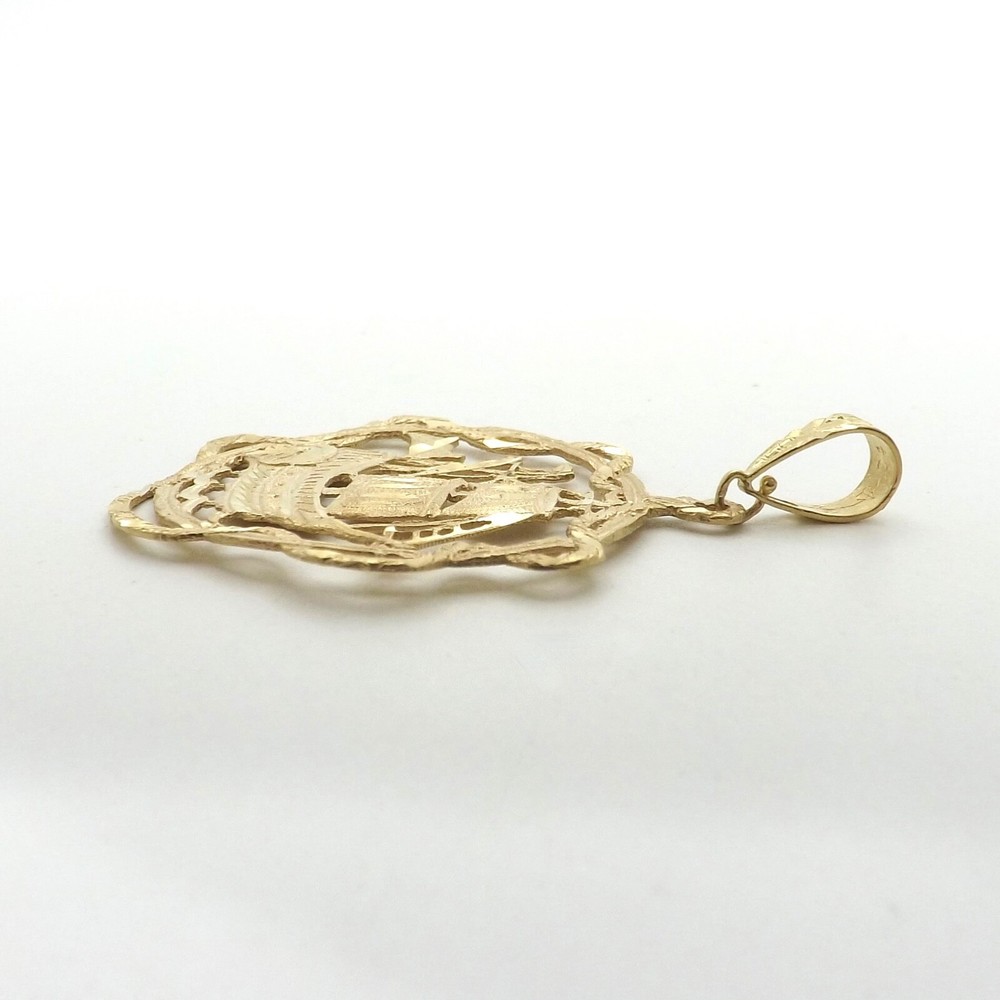 Solid 14k Gold Filigree Explorer Christopher Columbus Ship Charm Pendant