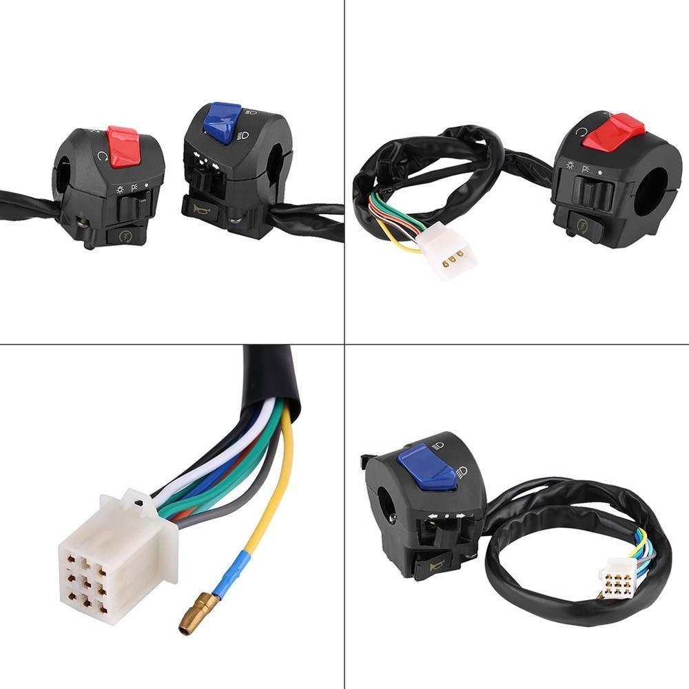 Qiilu 2Pcs Motorcycle Handlebar Switch Set – 7/8 Inch Push Button Black