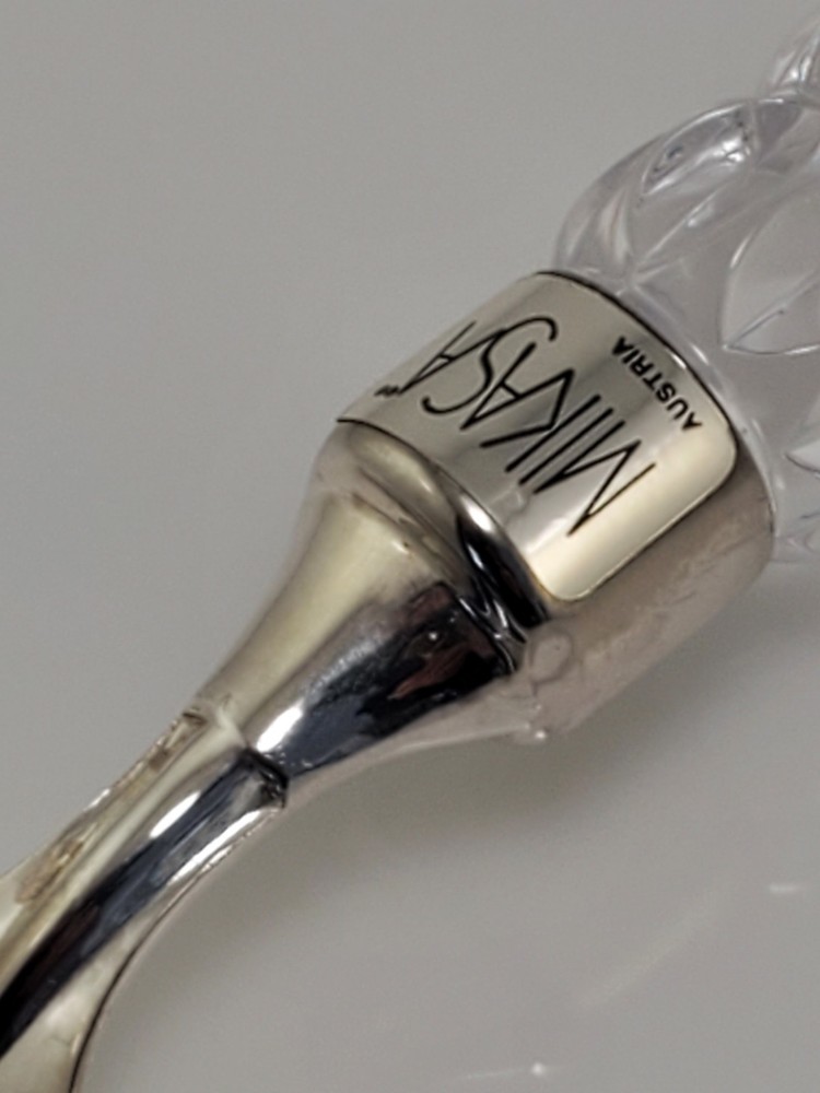 Mikasa Cake Pie Server Knife with Crystal Handle Silver Plated Rousseau Pattern