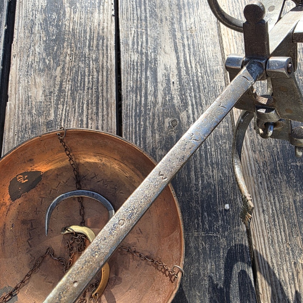Antique Brass And Iron Hanging Scale