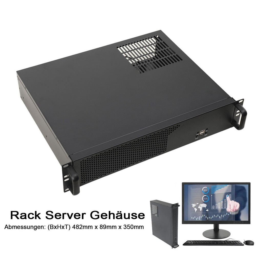 2U Network Server Rack Cabinet Chassis Rackmount Computer Case Enclosure ITX ATX