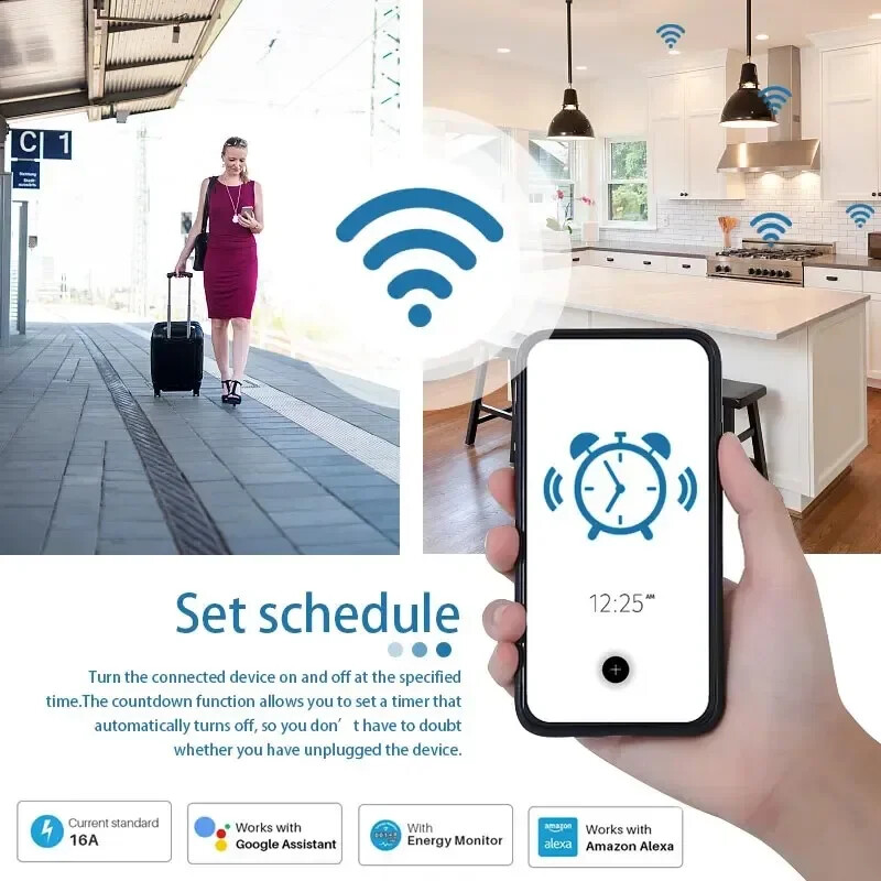 Smart Plug WiFi Socket EU 16A Timing Function Tuya SmartLife APP Alexa Google