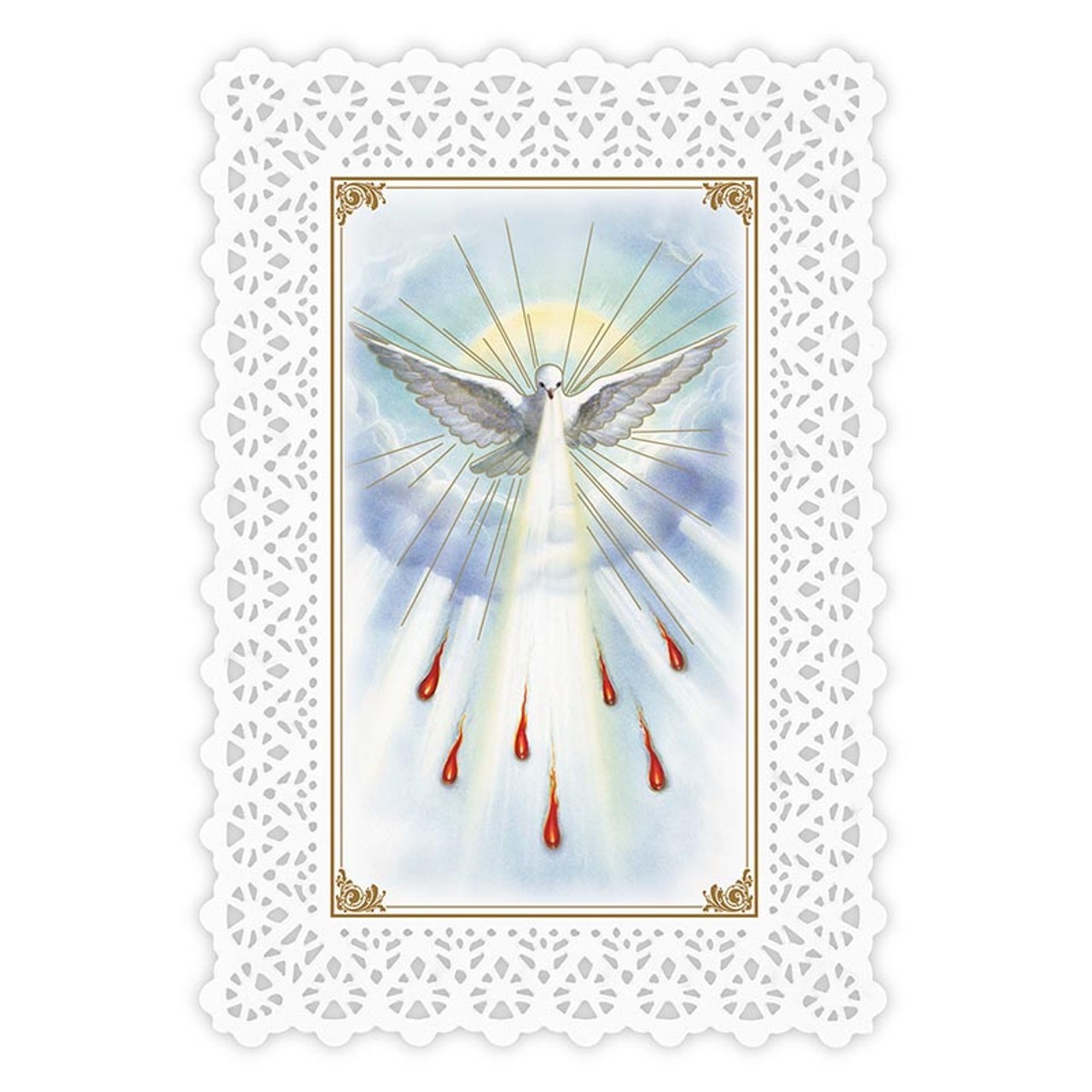 Plastic Lace Border "Come Holy Spirit" Holy Prayer Card Catholic