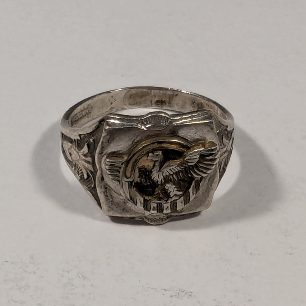 Original WWII US Military STERLING Ruptured Duck Discharge Ring Diameter 22 mm